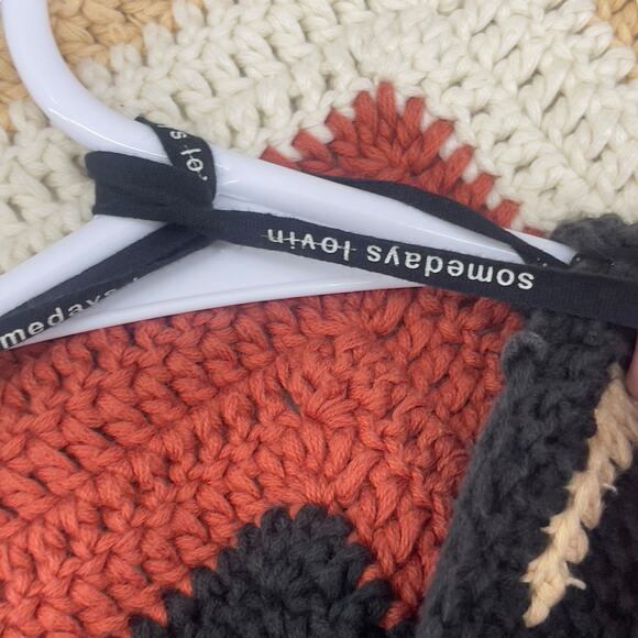 Some Days Lovin Crochet Poncho Multi Color Striped Women One Size Fits All - Picture 6 of 9